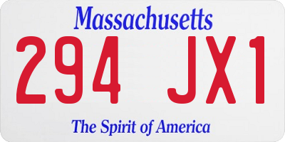 MA license plate 294JX1