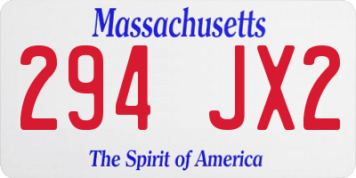 MA license plate 294JX2
