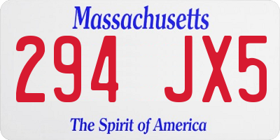 MA license plate 294JX5