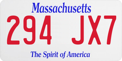 MA license plate 294JX7