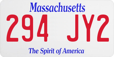 MA license plate 294JY2