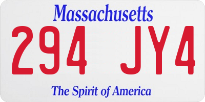 MA license plate 294JY4