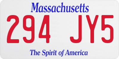 MA license plate 294JY5