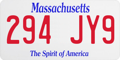 MA license plate 294JY9