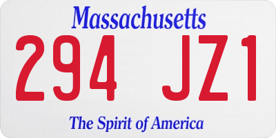 MA license plate 294JZ1
