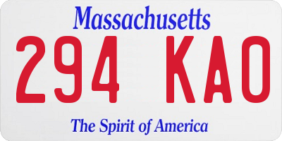 MA license plate 294KA0