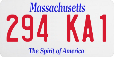 MA license plate 294KA1