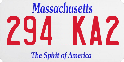 MA license plate 294KA2
