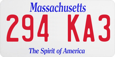 MA license plate 294KA3