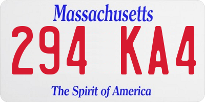 MA license plate 294KA4