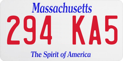 MA license plate 294KA5