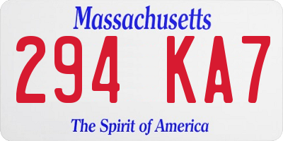 MA license plate 294KA7