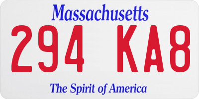 MA license plate 294KA8