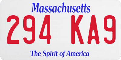 MA license plate 294KA9