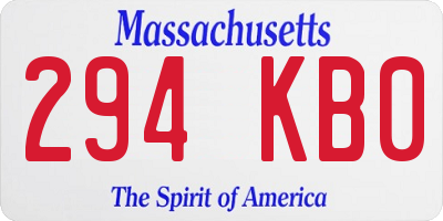 MA license plate 294KB0