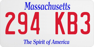 MA license plate 294KB3