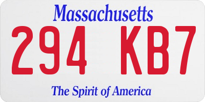 MA license plate 294KB7
