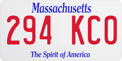 MA license plate 294KC0