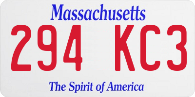 MA license plate 294KC3