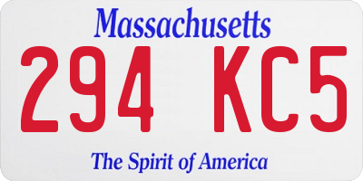 MA license plate 294KC5