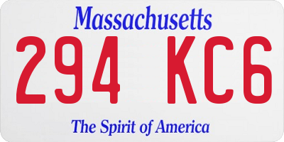 MA license plate 294KC6