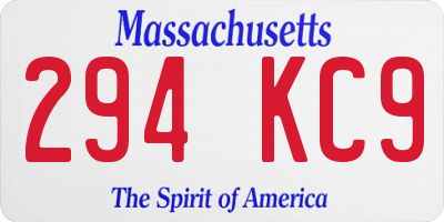 MA license plate 294KC9