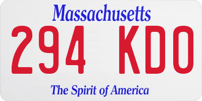 MA license plate 294KD0