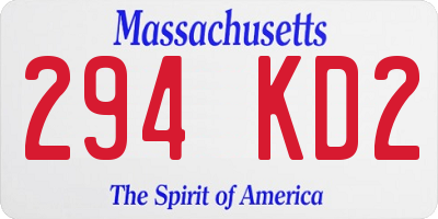 MA license plate 294KD2