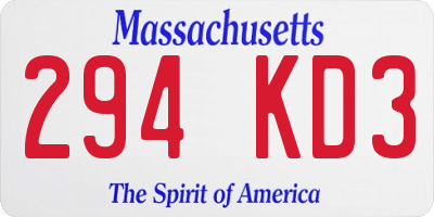 MA license plate 294KD3