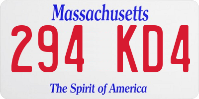 MA license plate 294KD4