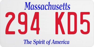 MA license plate 294KD5