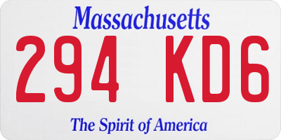MA license plate 294KD6
