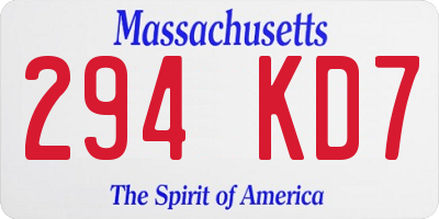 MA license plate 294KD7