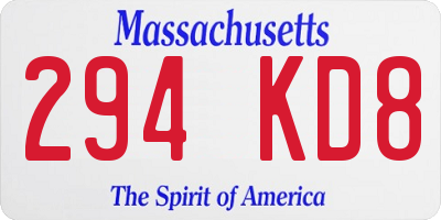 MA license plate 294KD8