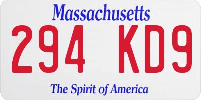 MA license plate 294KD9