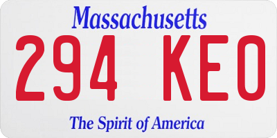 MA license plate 294KE0