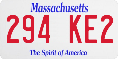 MA license plate 294KE2