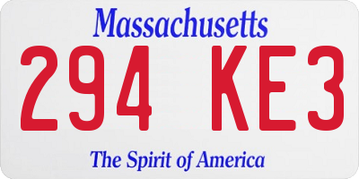 MA license plate 294KE3