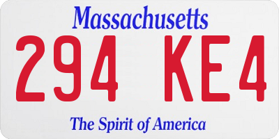 MA license plate 294KE4
