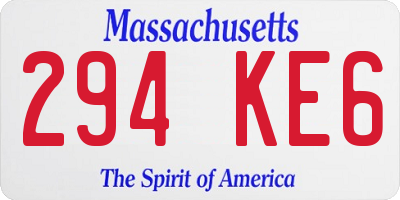MA license plate 294KE6