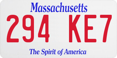 MA license plate 294KE7