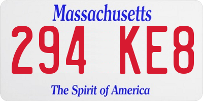 MA license plate 294KE8