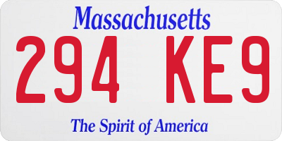 MA license plate 294KE9