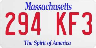 MA license plate 294KF3