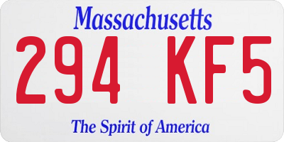 MA license plate 294KF5