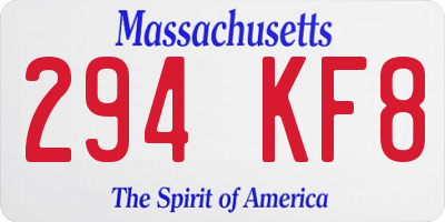 MA license plate 294KF8
