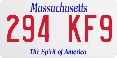 MA license plate 294KF9