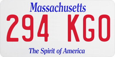 MA license plate 294KG0