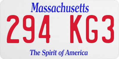 MA license plate 294KG3