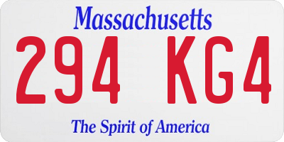 MA license plate 294KG4